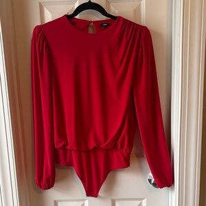 Elegant Red Long Sleeve Women's Bodysuit